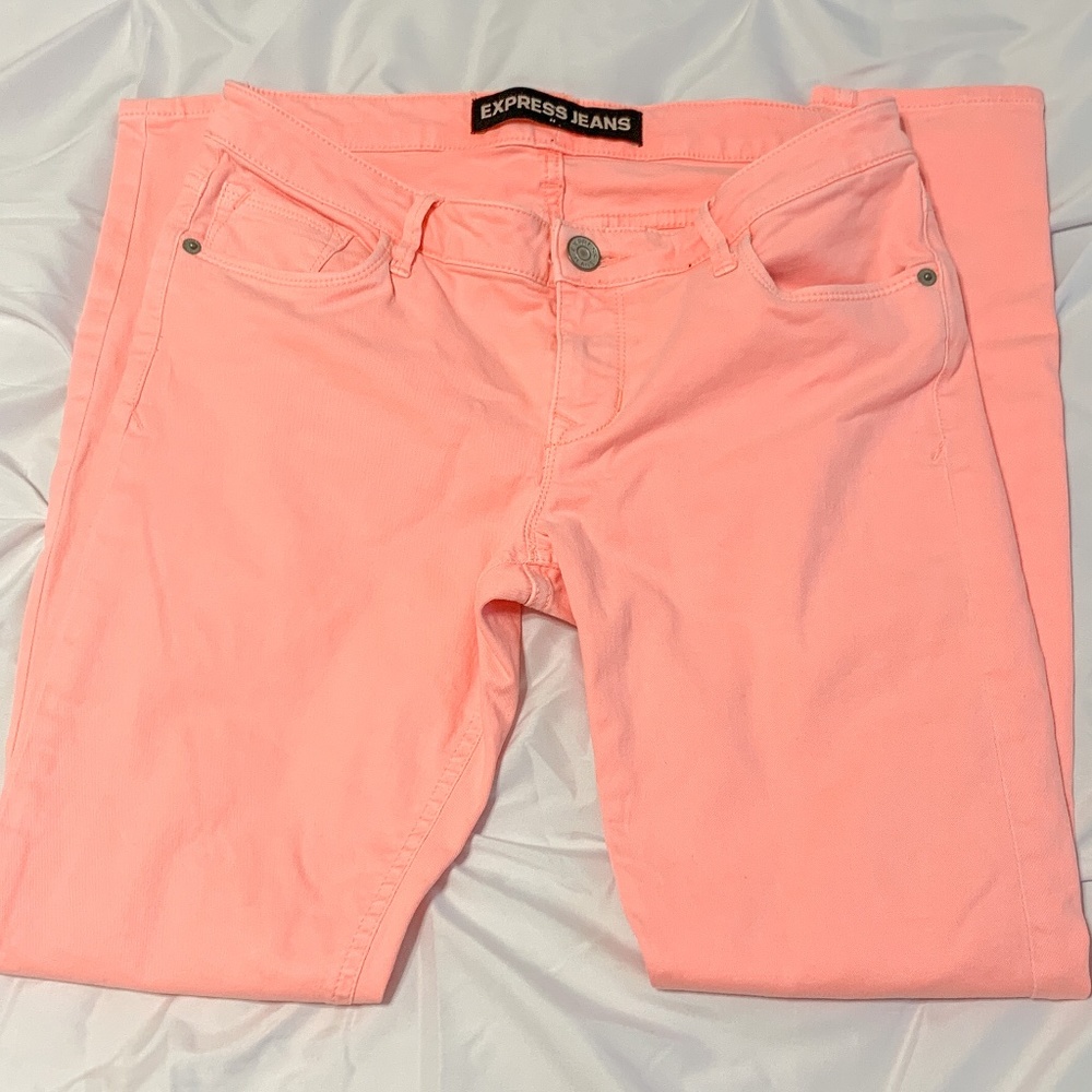 Express Skinny Ankle Pants in Coral